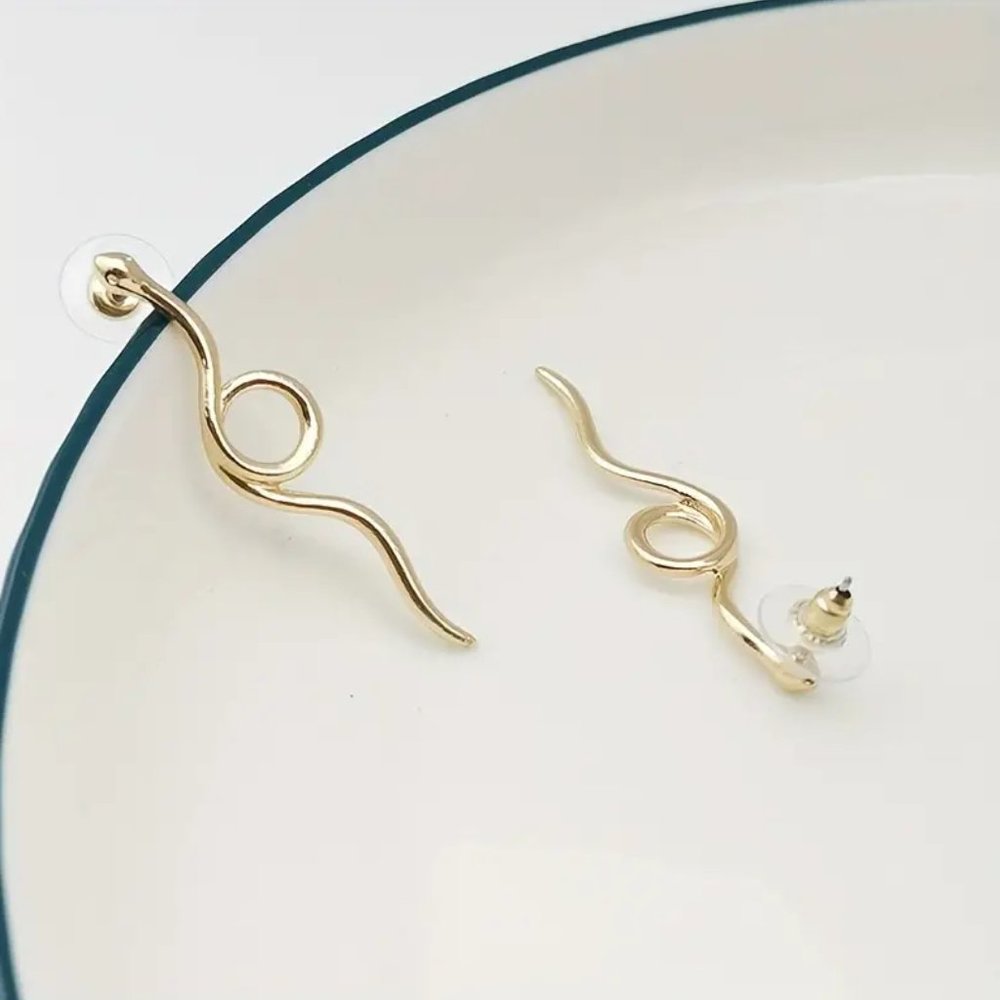 Long Gold Serpent Snake Earrings NEW - Picture 3 of 6